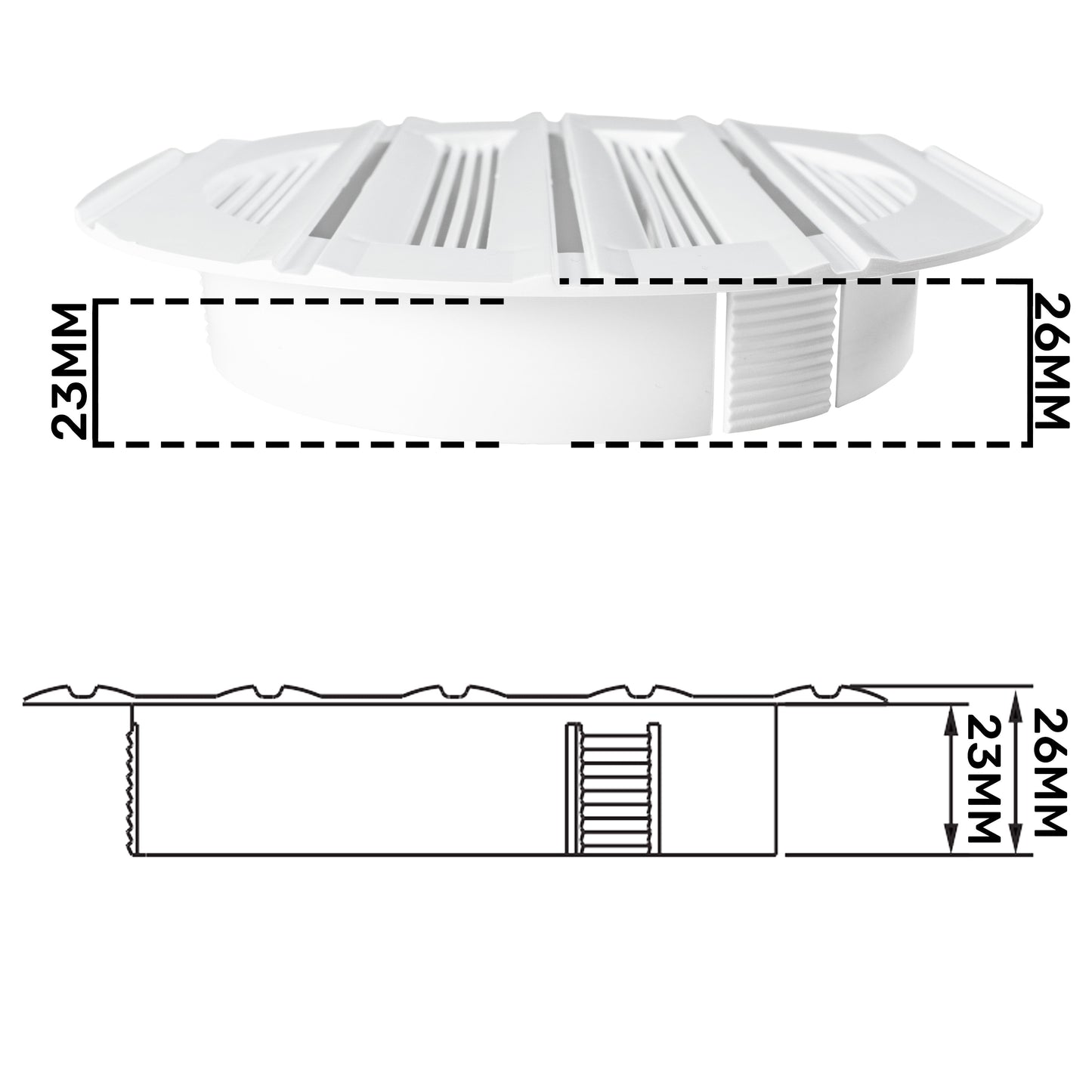 Louvre Vent Round Bella 100mm White DIY Tool Accessory Home and Garden Use