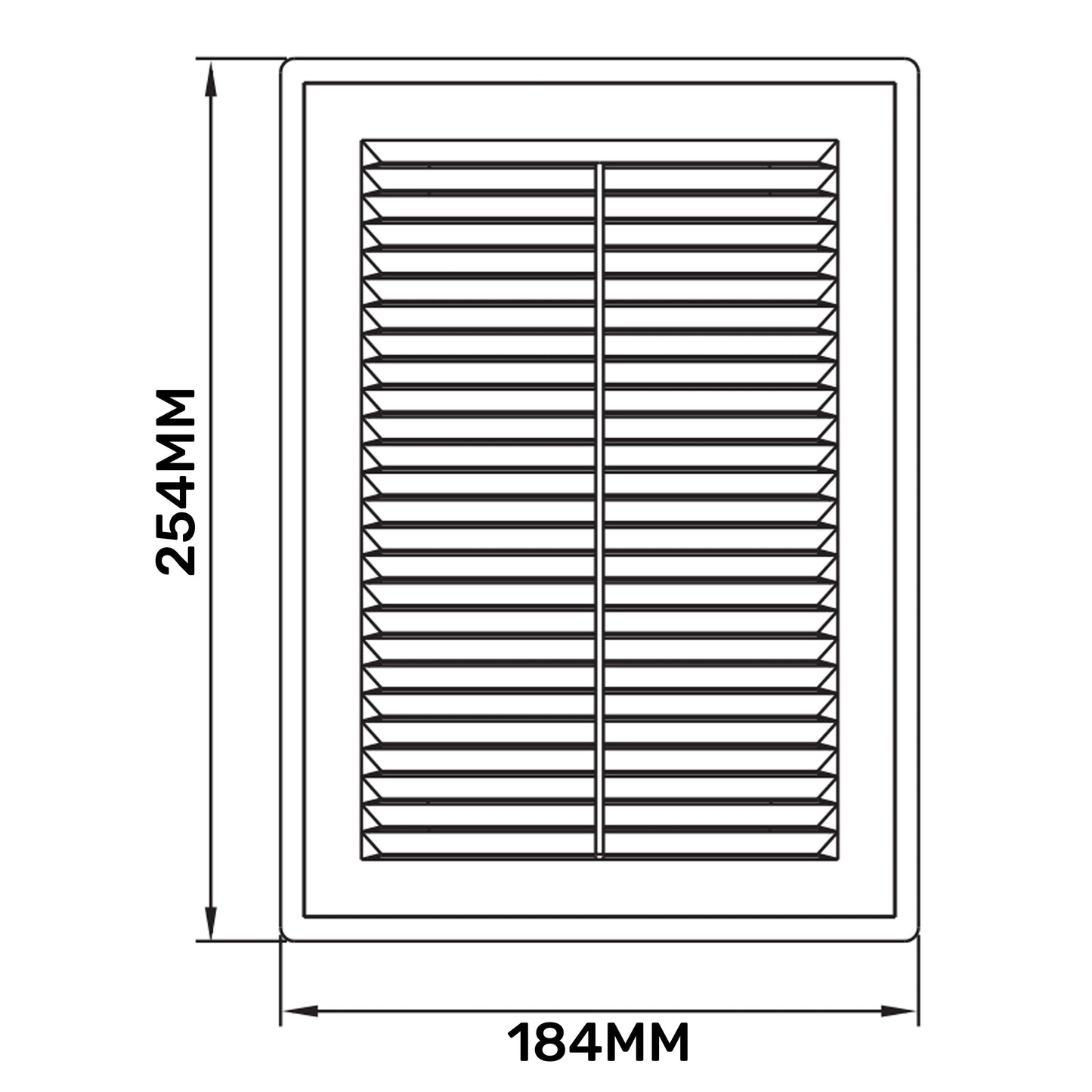 Louvre Vent D/180X250RW Classic 180mm X 250mm with Fly Screen Water Flow Control