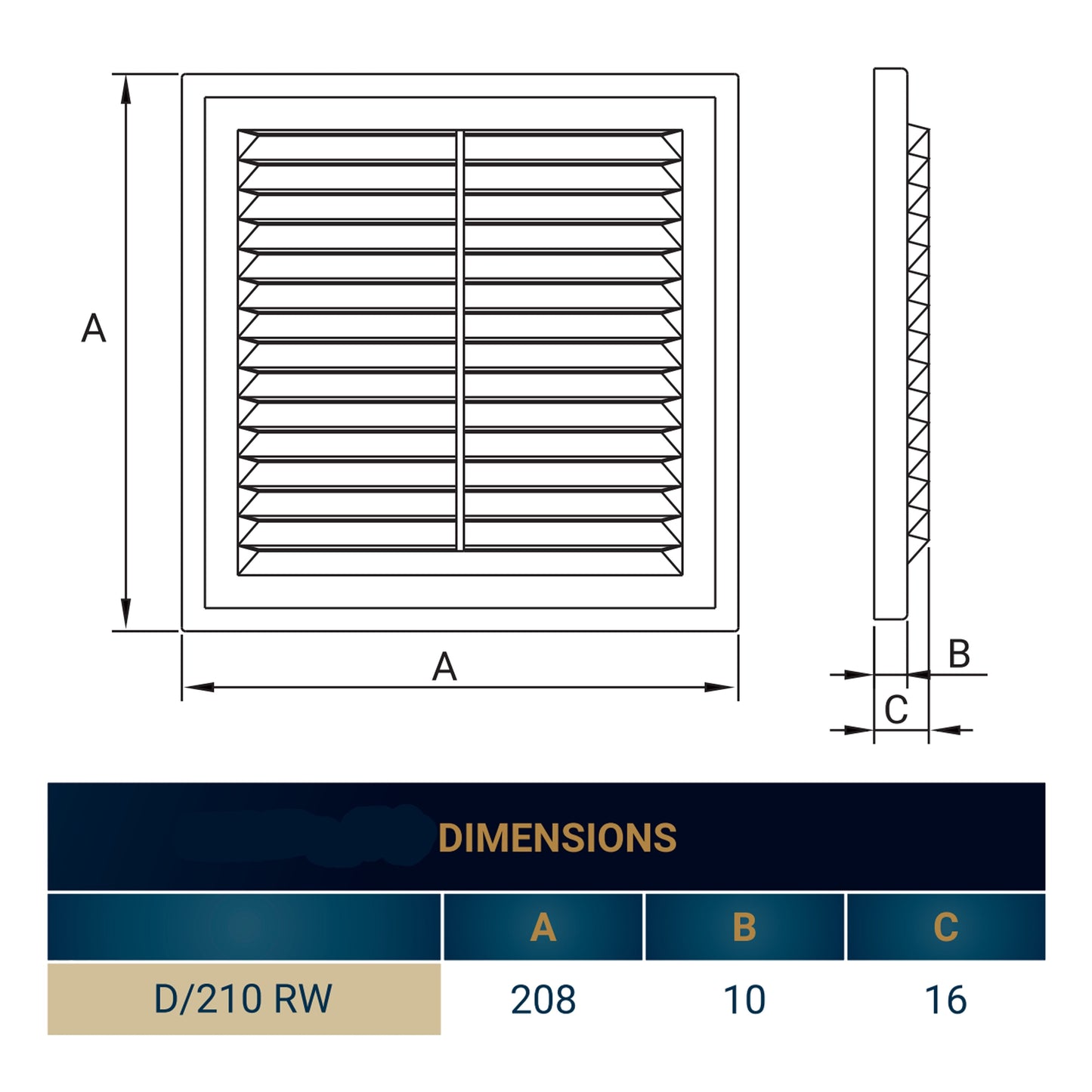 Louvre Vent D/210RW Classic 210mm DIY Tool Accessory Home and Garden Use