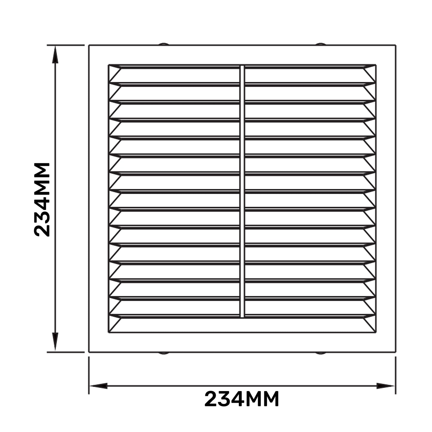 Louvre Vent D/235W 235mm X 235mm with Fly Screen for Home and Garden Use