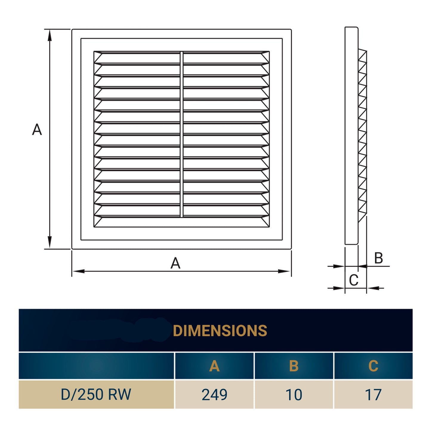Louvre Vent D/250RW Classic 250mm DIY Tool Accessory Home and Garden Use
