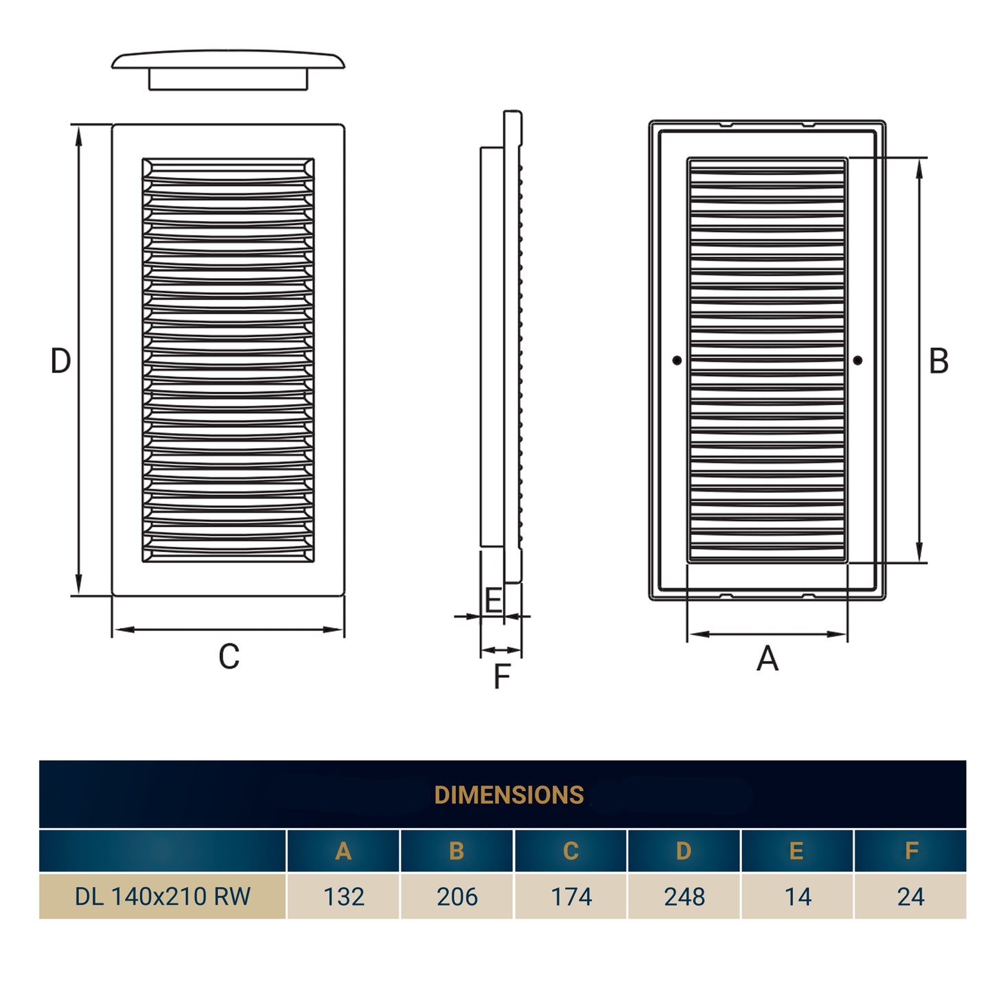 Louvre Vent White DL/140X210 RW LUX With Fly Mesh for Home and Garden Use