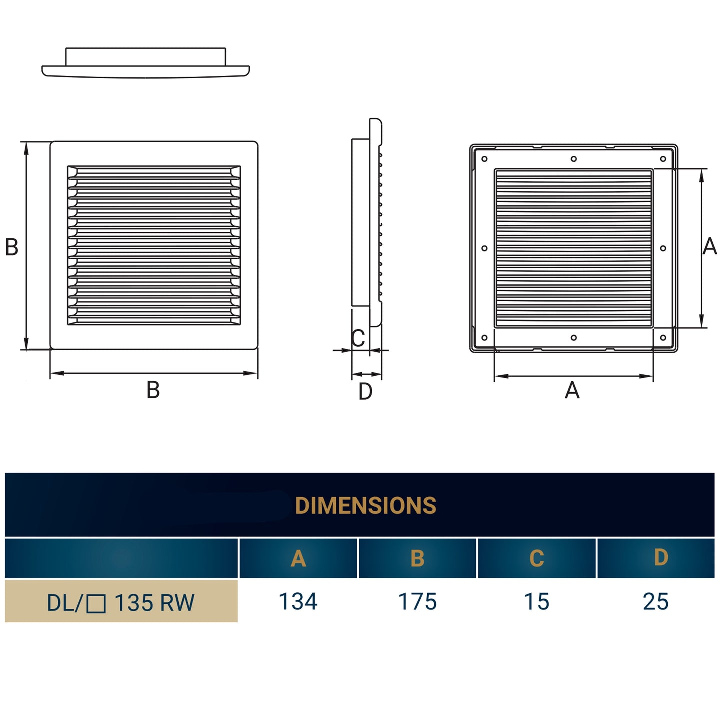 Louvre Vent White DL/135 RW LUX With Fly Mesh for Home and Garden Use