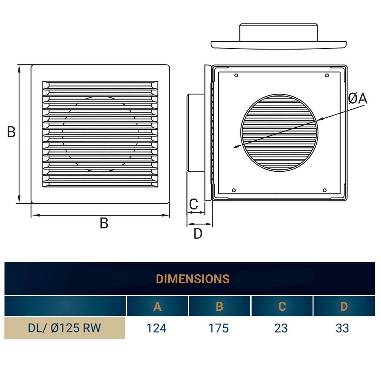 Louvre Vent White DL/125 RW LUX With Fly Mesh for Home and Garden Use