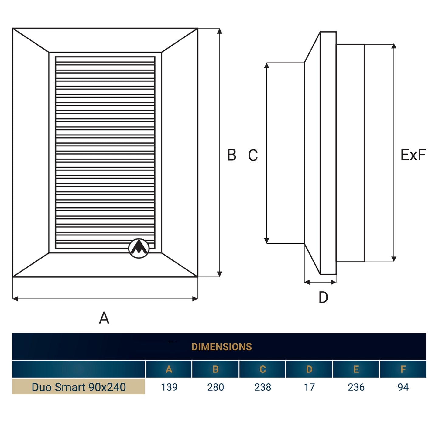 Louvre Vent Duo Smart 90/240 90mm X 240mm With Fly Mesh for Home and Garden Use