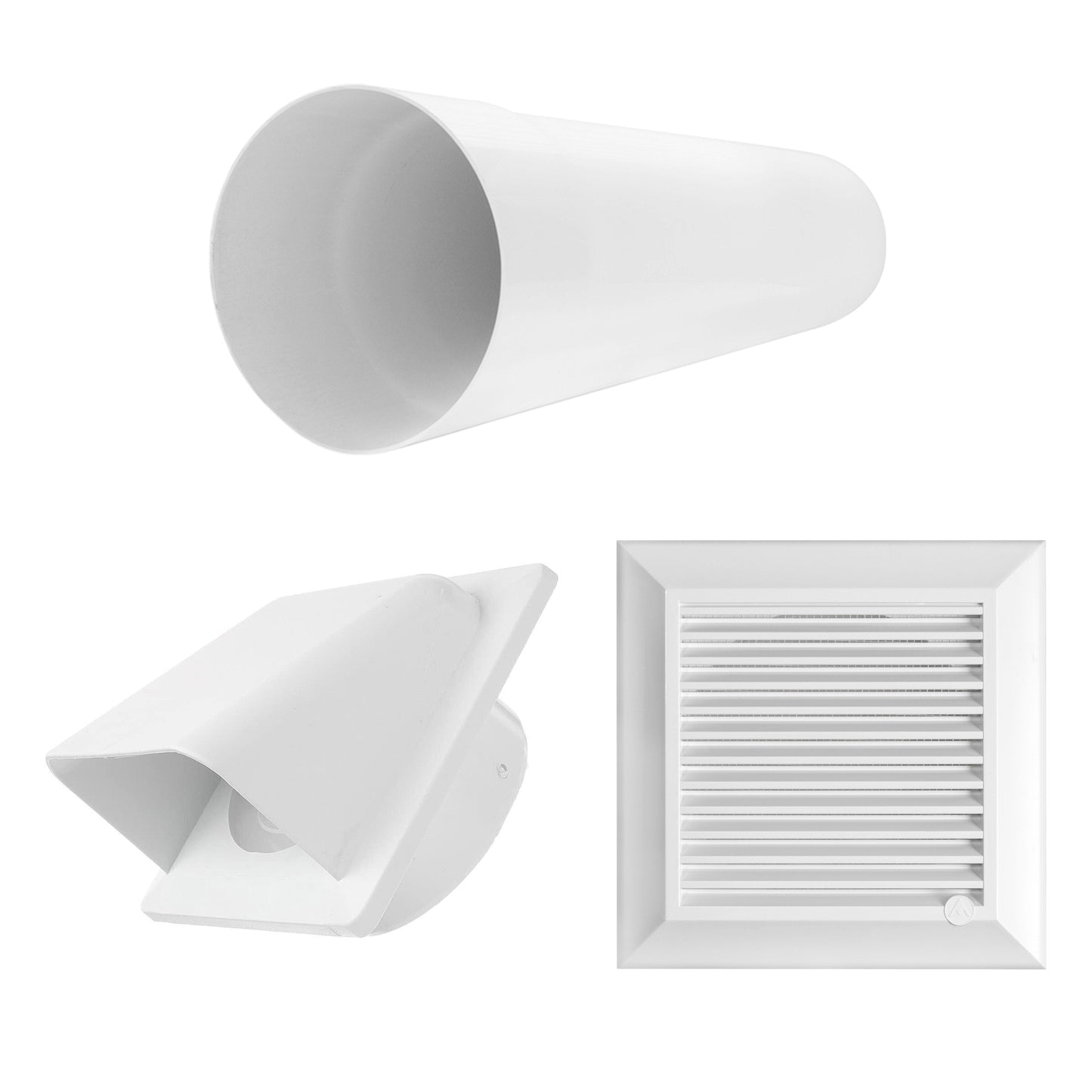 AP Supplies Through Wall Ventilation Kit Duo Smart DS4178 Vent with White External Vent