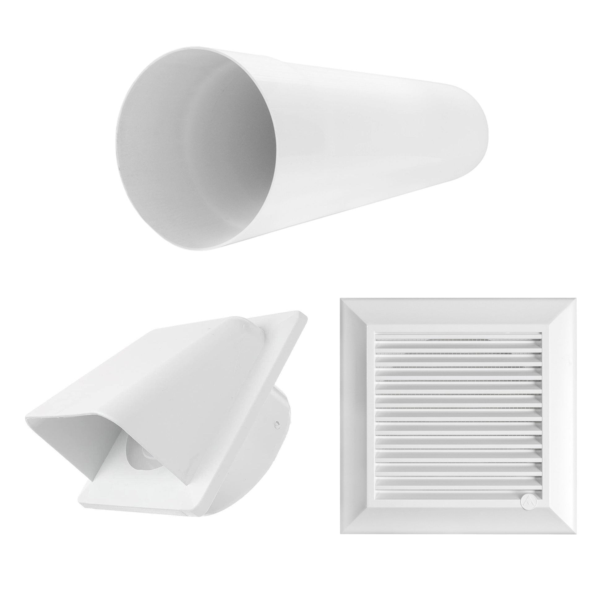 AP Supplies Through Wall Ventilation Kit Duo Smart DS4178 Vent with White External Vent