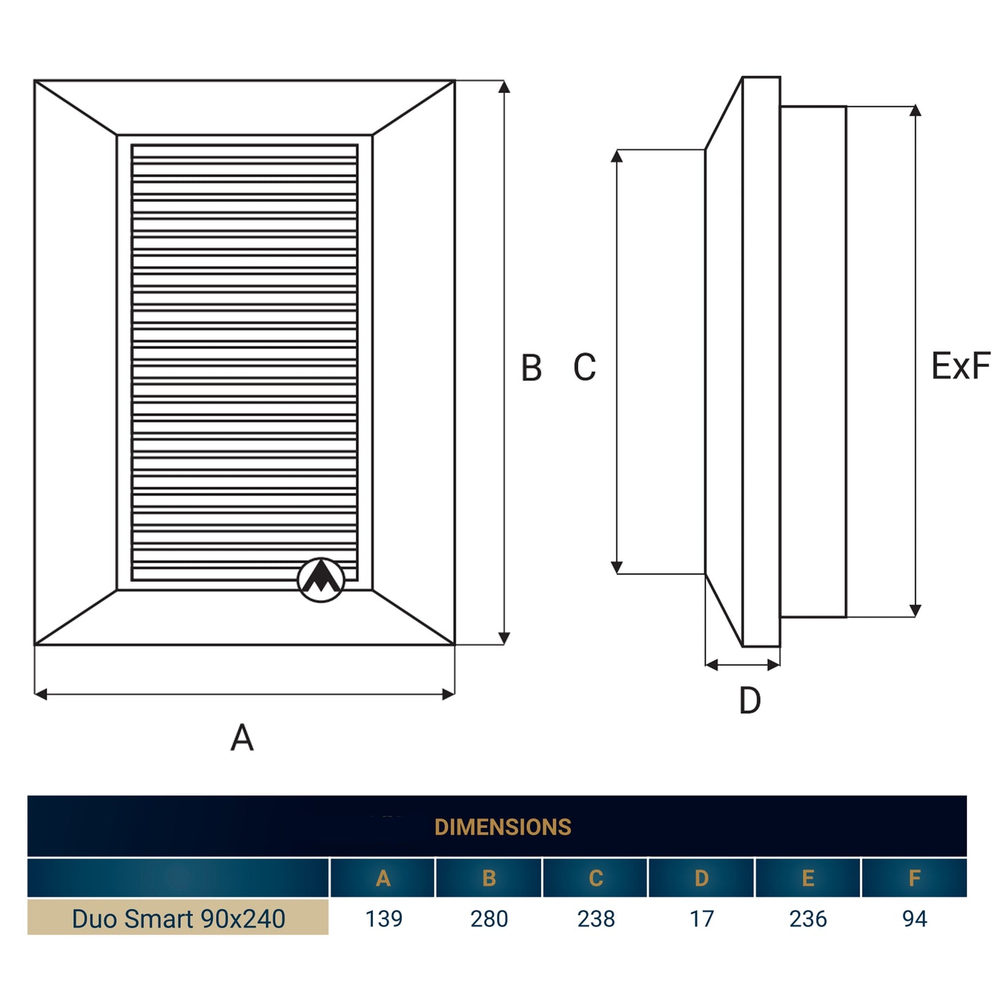 Louvre Vent Duo Smart 90/240 Brown 90mm x 240mm With Fly Mesh DIY Tool Accessory