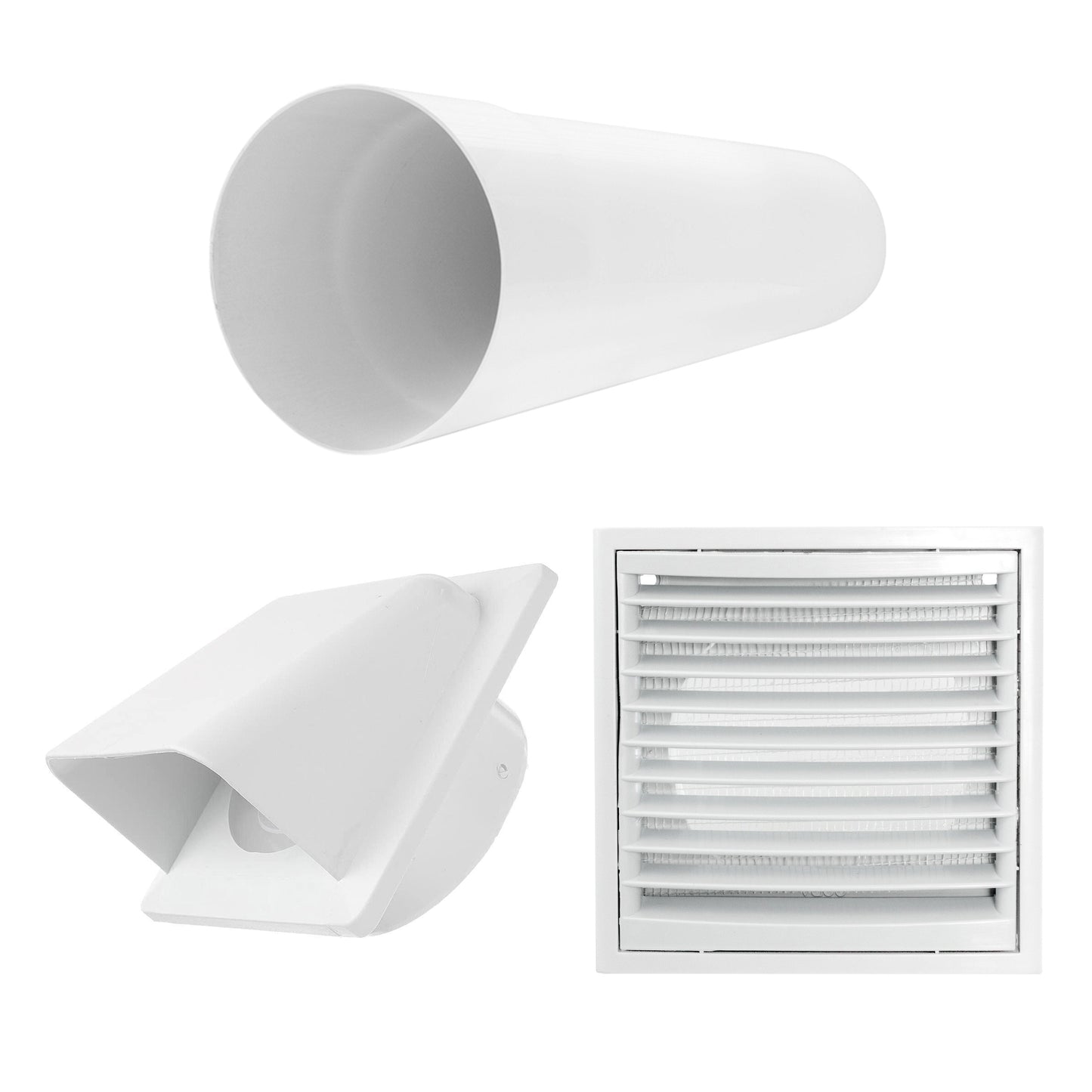 AP Supplies Through Wall Ventilation Kit Louvre Vent VC-KR0153 with White External Vent