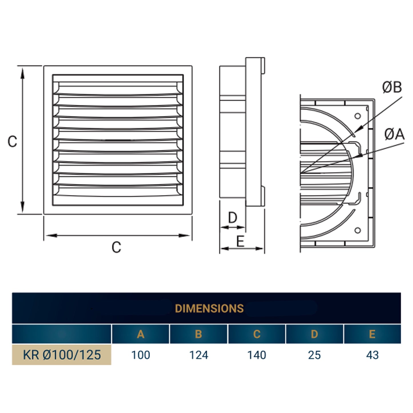 Louvre Vent KR100/125 Water Flow Control Home and Garden Use