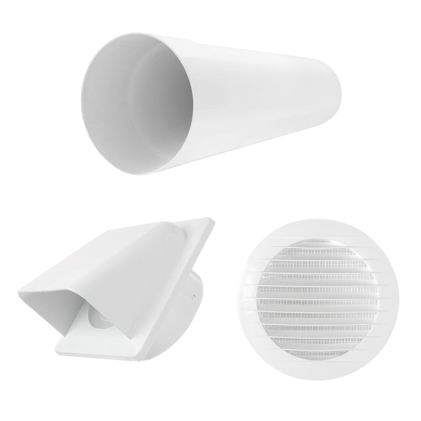 AP Supplies Through Wall Ventilation Kit Round Louvre Vent VC-KRO0184 with White External Vent