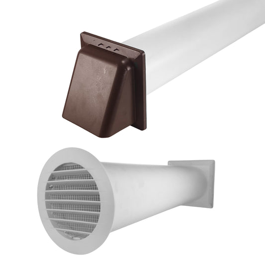 AP Supplies Through Wall Ventilation Kit Round Louvre Vent VC-KRO0184 with Brown External Vent