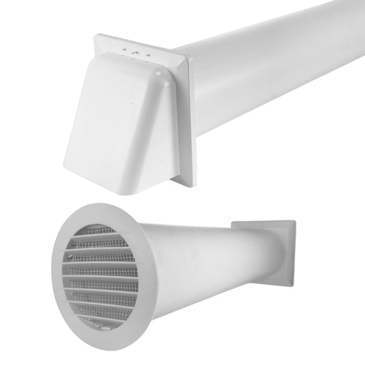 AP Supplies Through Wall Ventilation Kit Round Louvre Vent VC-KRO0184 with White External Vent