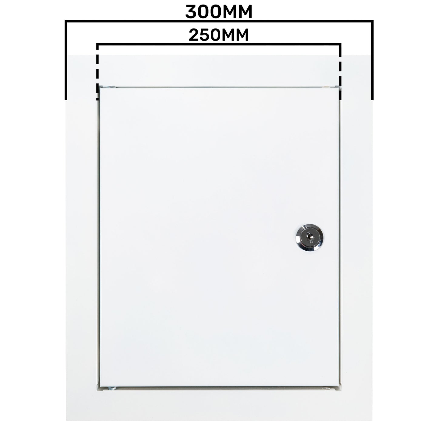 Access Panel Door Metal With Lock, White 250mm x 300mm for Home and Garden Use