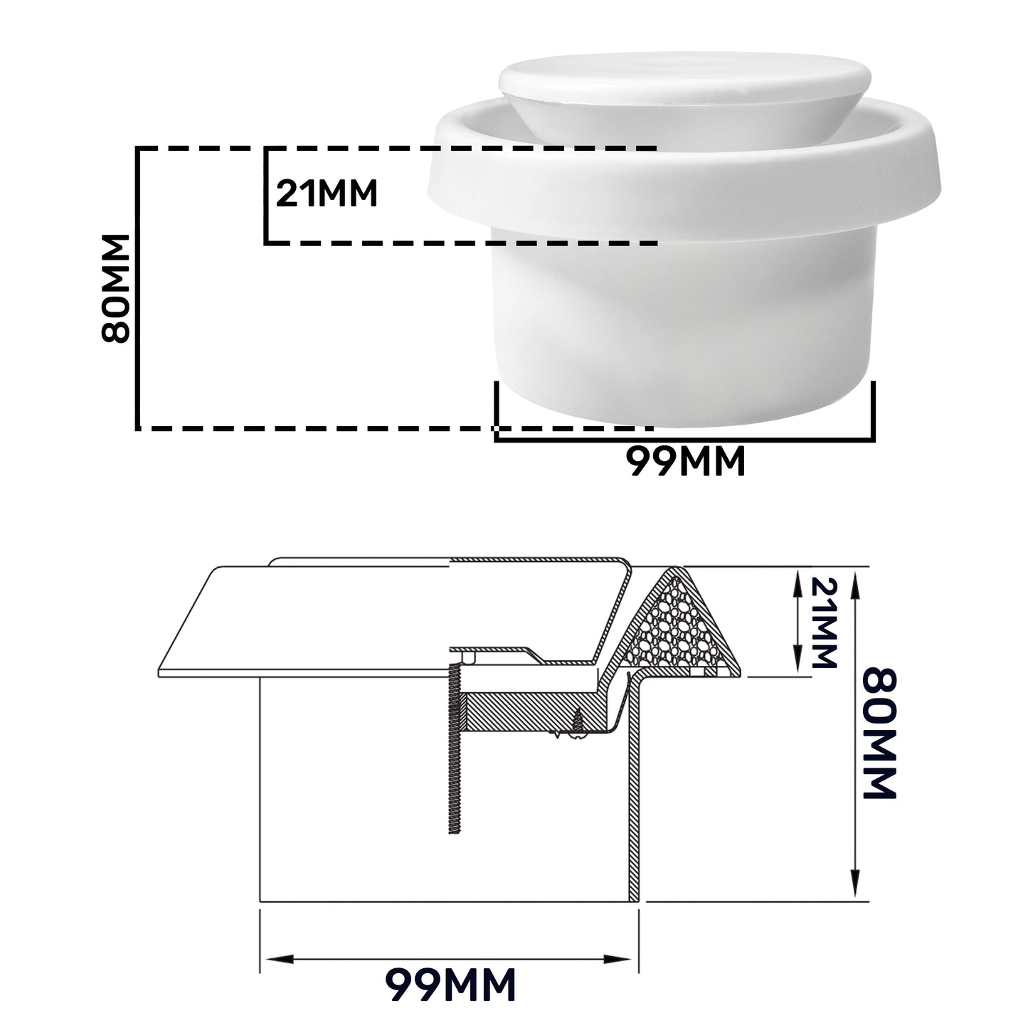 White ABS Extract Ceiling Valve 100mm Water Flow Control Home and Garden Use