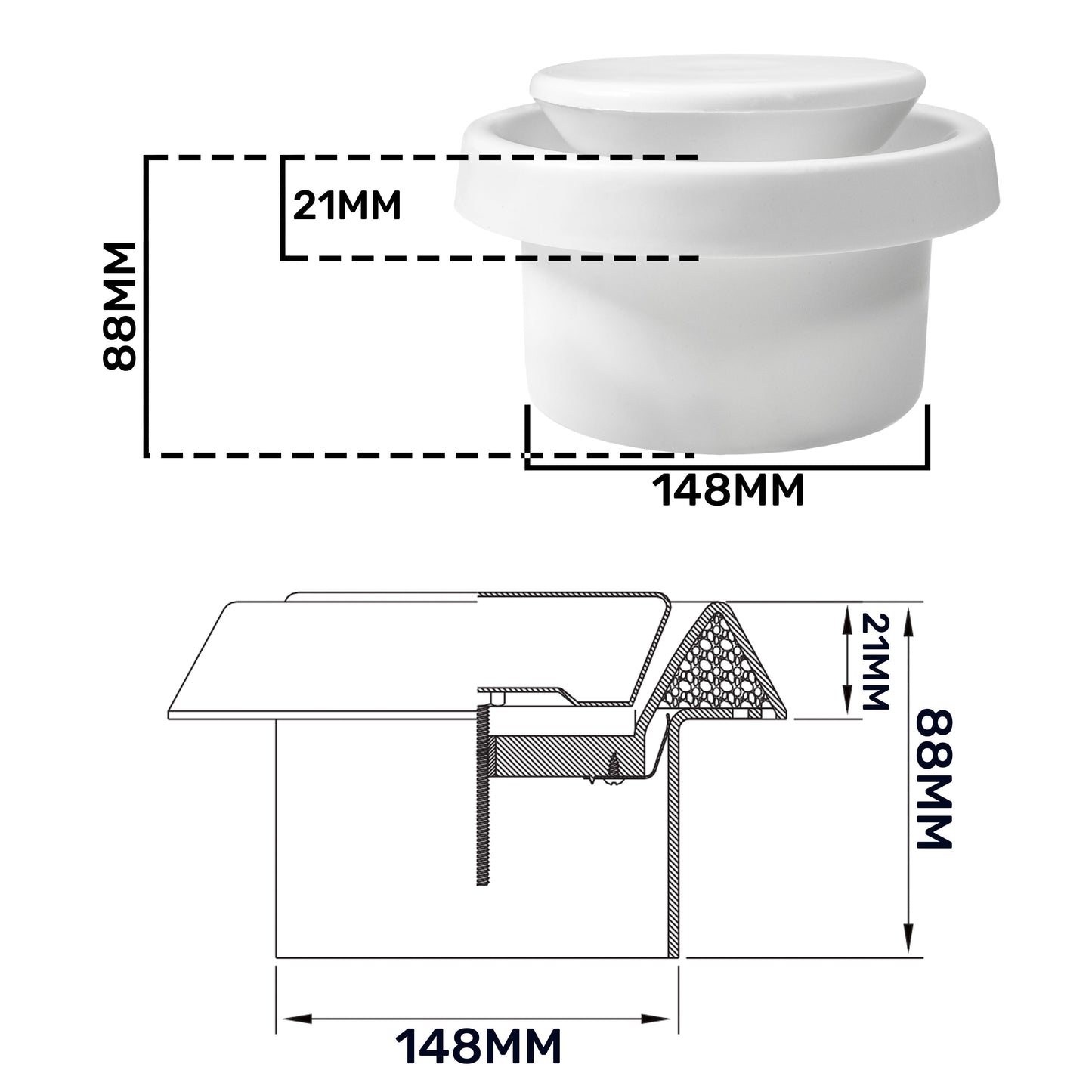 White ABS Extract Ceiling Valve 150mm Water Flow Control Home and Garden Use