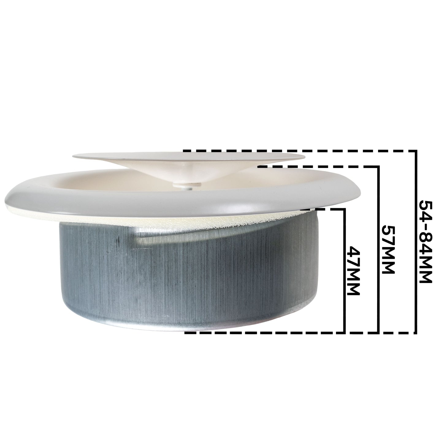 White Metal Extract Ceiling Valve 125mm - Anemostat SV for Home and Garden Use