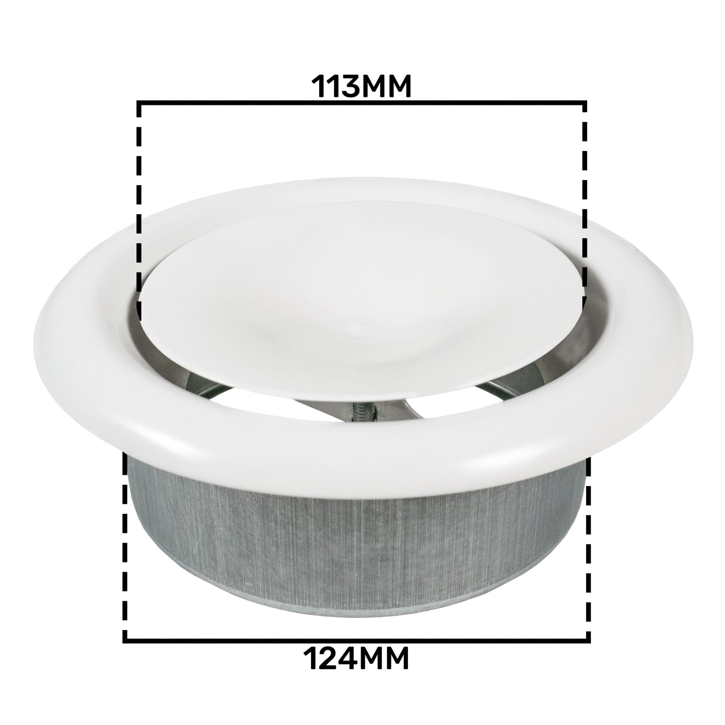 White Metal Extract Ceiling Valve 125mm - Anemostat SV for Home and Garden Use
