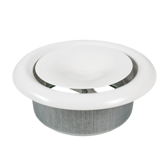 White Metal Extract Ceiling Valve 125mm - Anemostat SV for Home and Garden Use