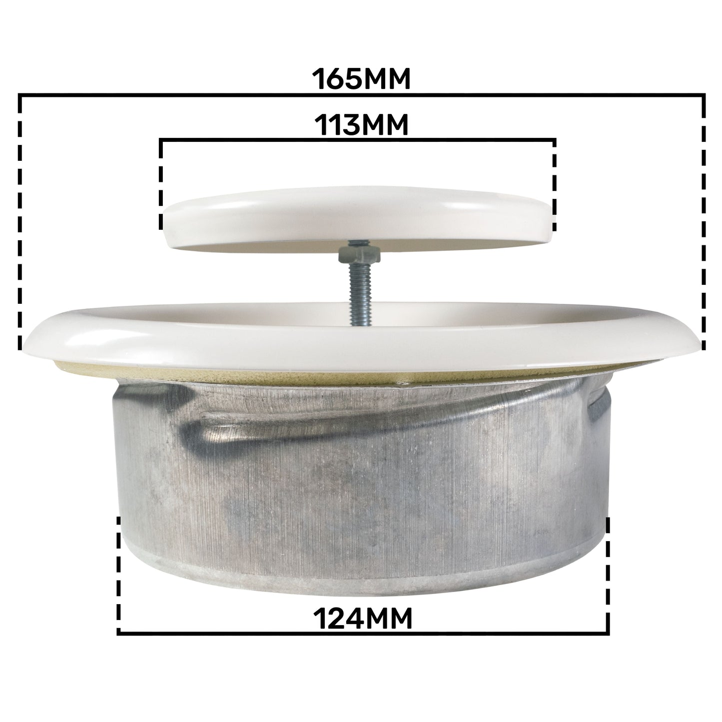 White Metal Extract Ceiling Valve 125mm - Anemostat EV for Home and Garden Use