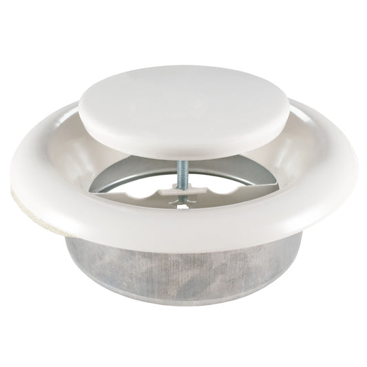 White Metal Extract Ceiling Valve 125mm - Anemostat EV for Home and Garden Use