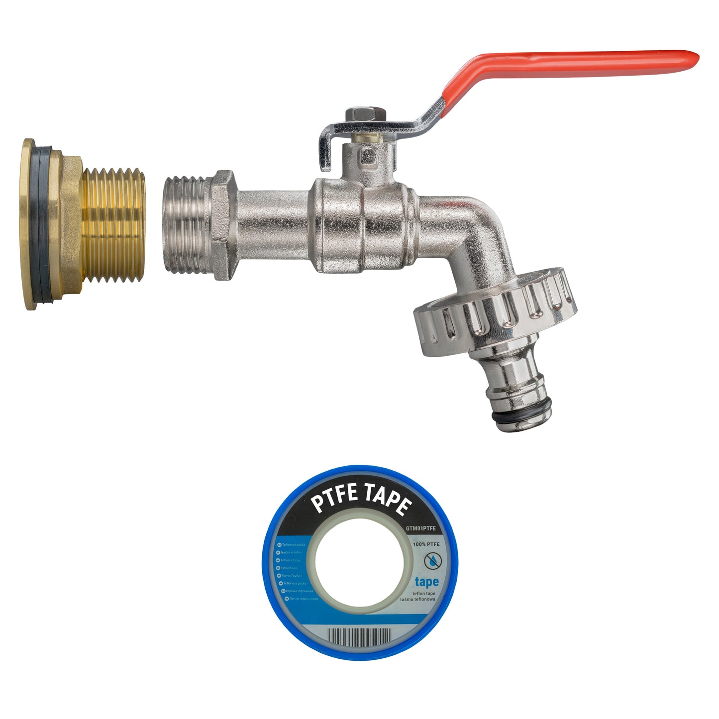 Water Butt Brass Kit 3/4in with Quick Connect Lever Tap for Outdoor Watering Kit