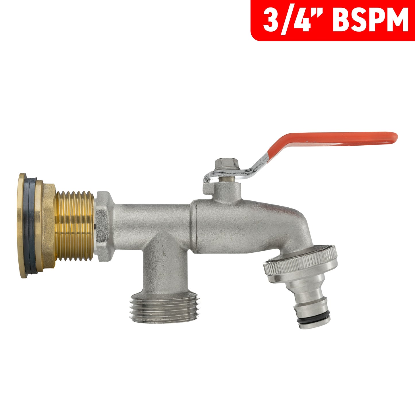 Water Butt Brass Kit 3/4in with Double Tap Hose Connector Set BSP Thread Fitting