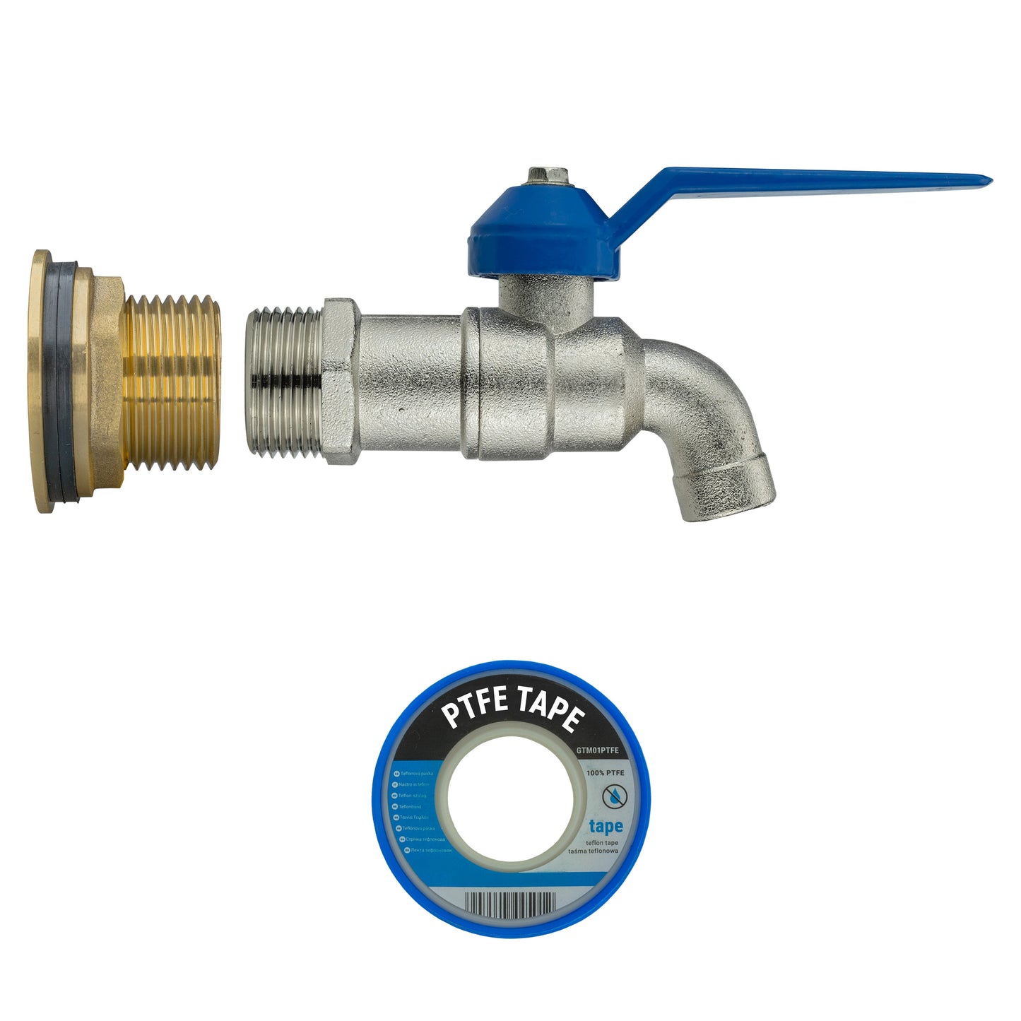AP Supplies Water Butt Brass Kit 3/4" with Simple Lever Tap and Drill Bit