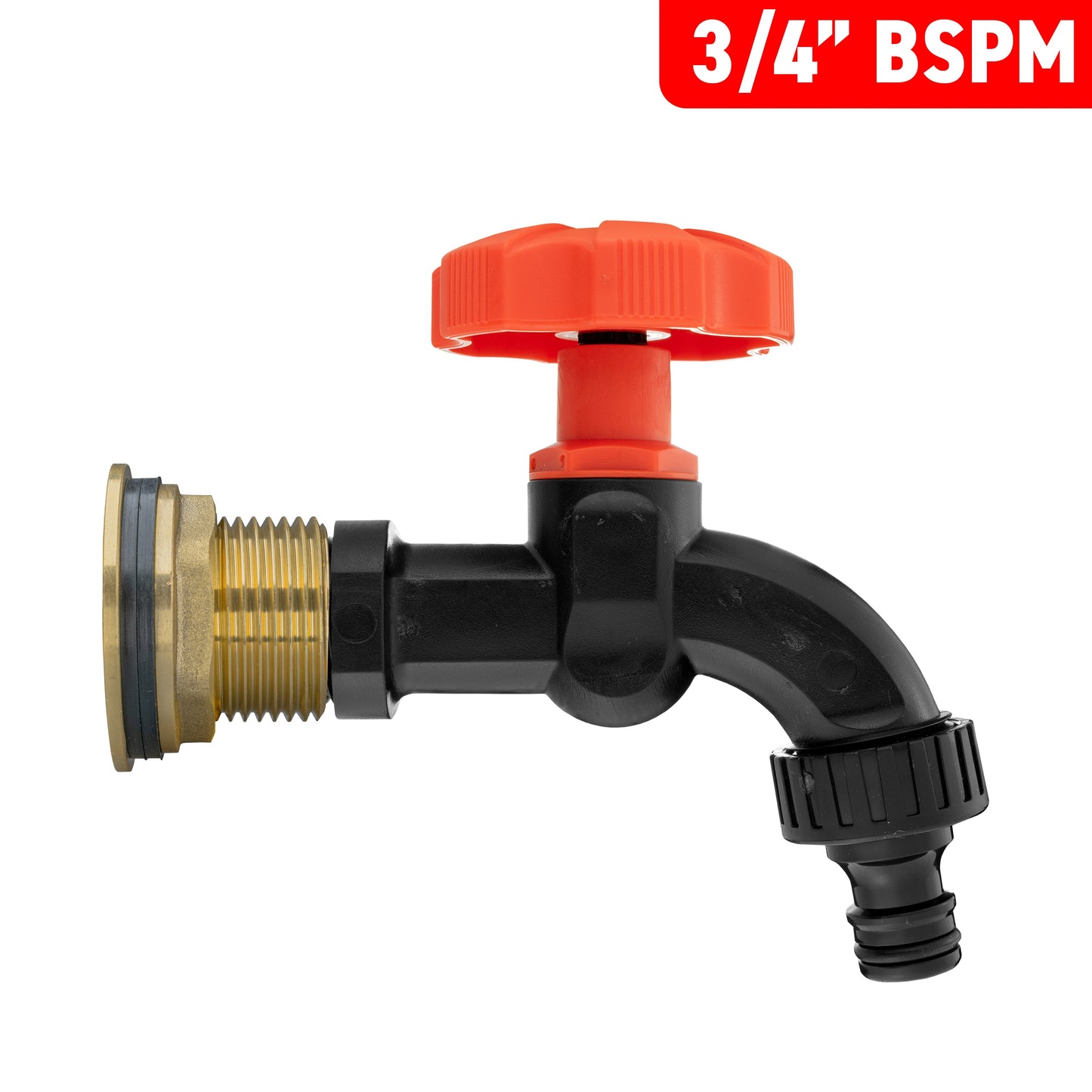 AP Supplies Water Butt Brass Kit 3/4" with Black Dial Tap and Drill Bit