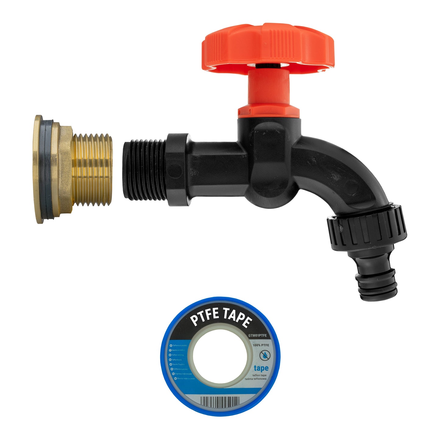 AP Supplies Water Butt Brass Kit 3/4" with Black Dial Tap and Drill Bit