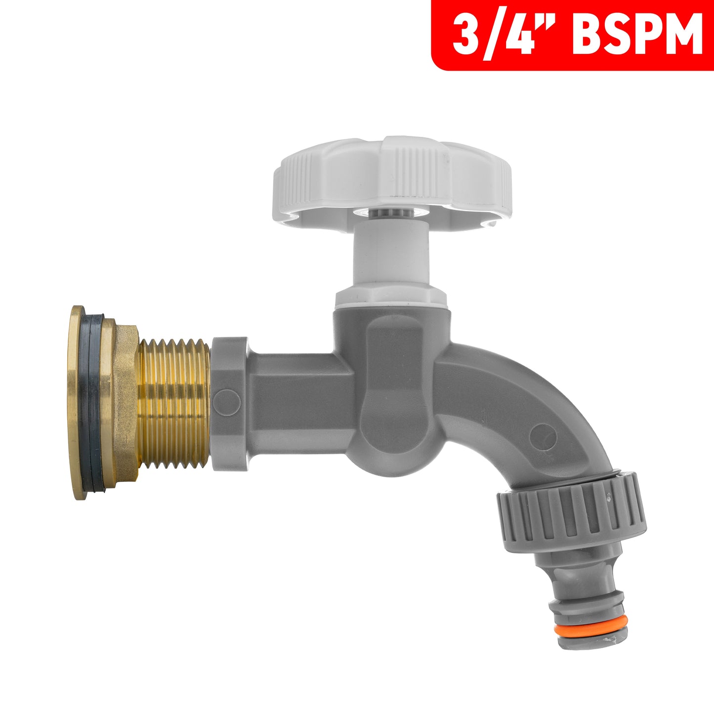 AP Supplies Water Butt Brass Kit 3/4" with Grey Dial Tap and Drill Bit