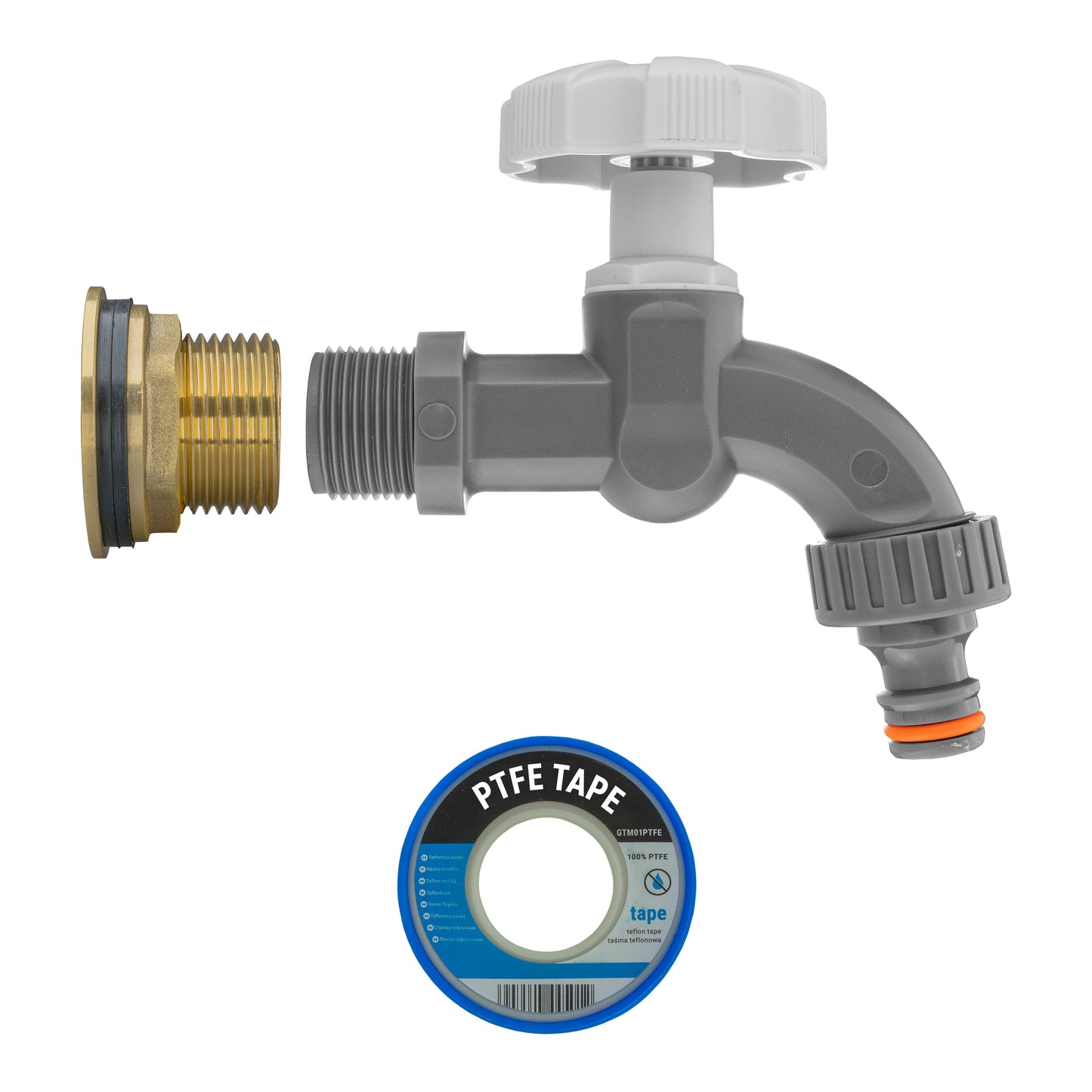 AP Supplies Water Butt Brass Kit 3/4" with Grey Dial Tap and Drill Bit