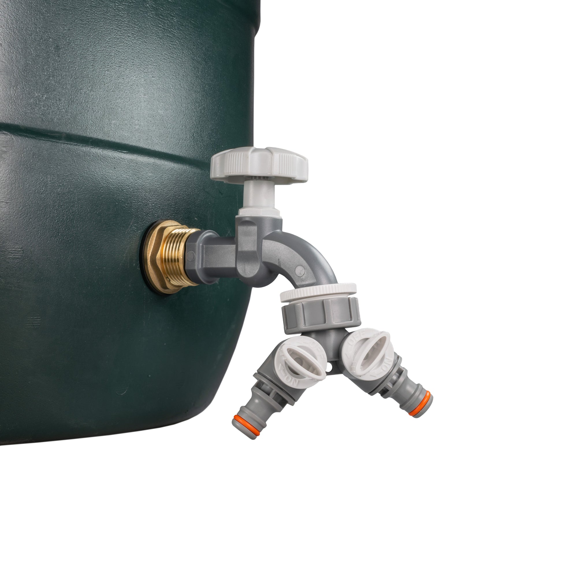 AP Supplies Water Butt Brass Kit 3/4" with Grey Dial Tap + Two-Way Splitter and Drill Bit