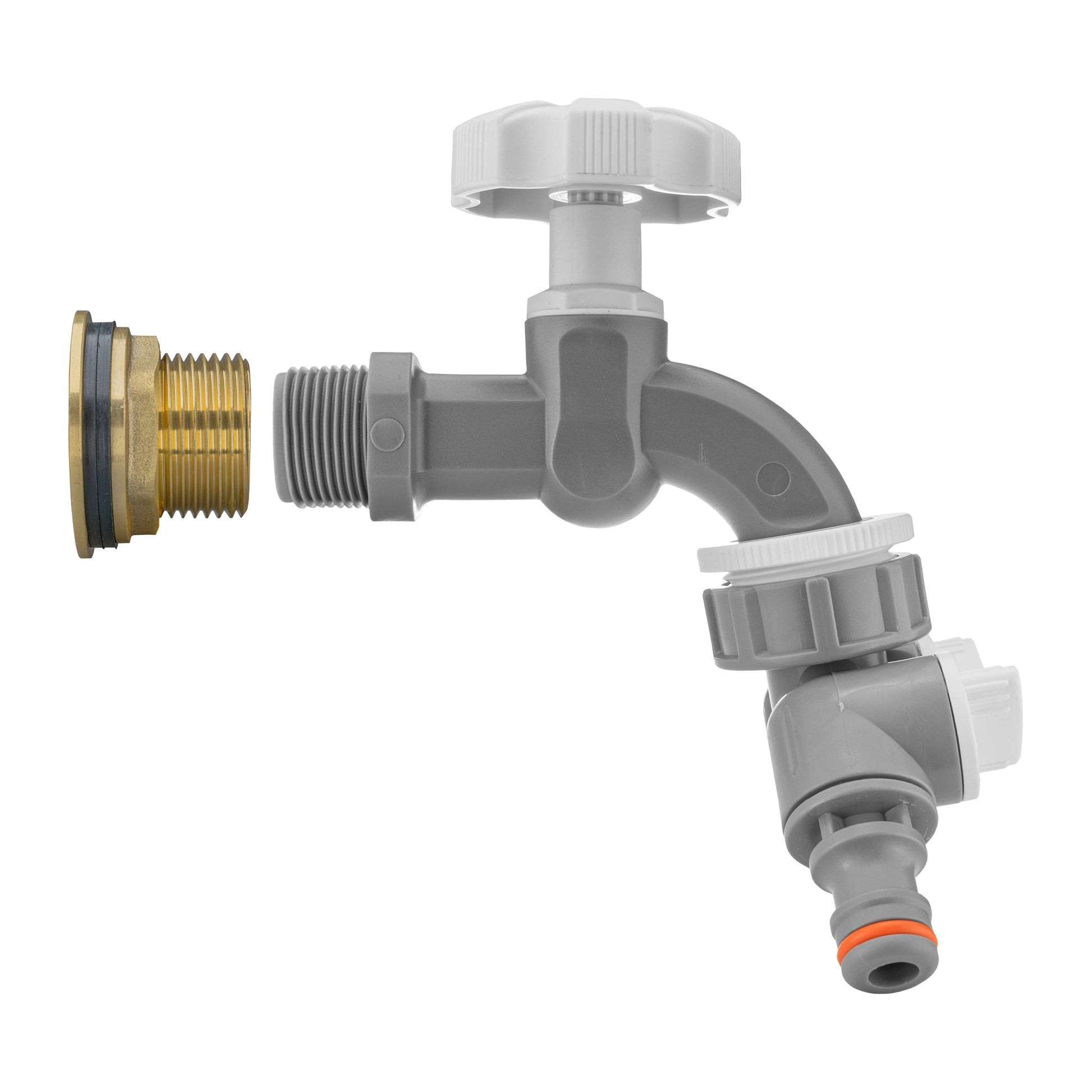 AP Supplies Water Butt Brass Kit 3/4" with Grey Dial Tap + Two-Way Splitter and Drill Bit