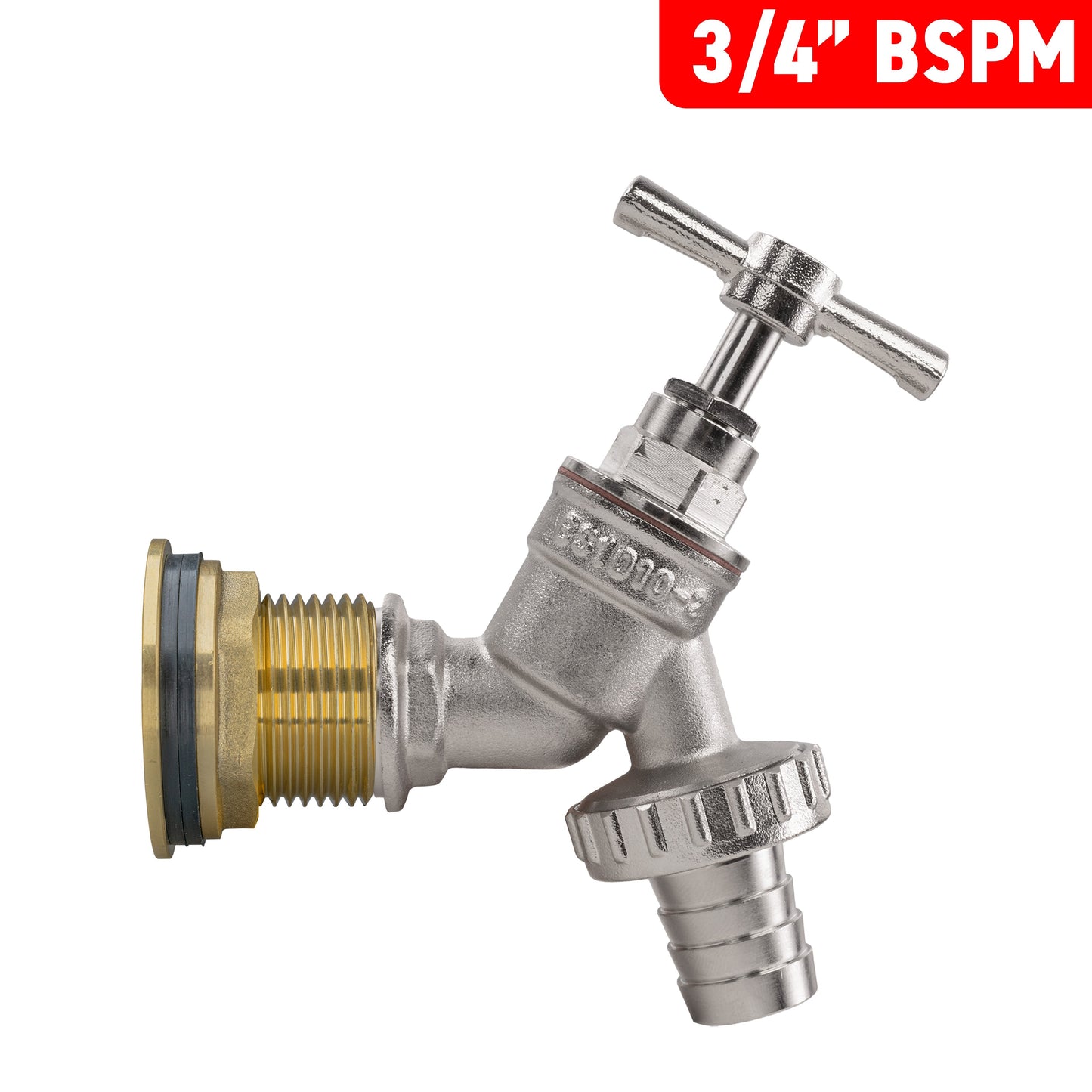 Water Butt Brass Kit 3/4in with Nickel Plated Brass Barbed Tap Hose Pipe Fitting