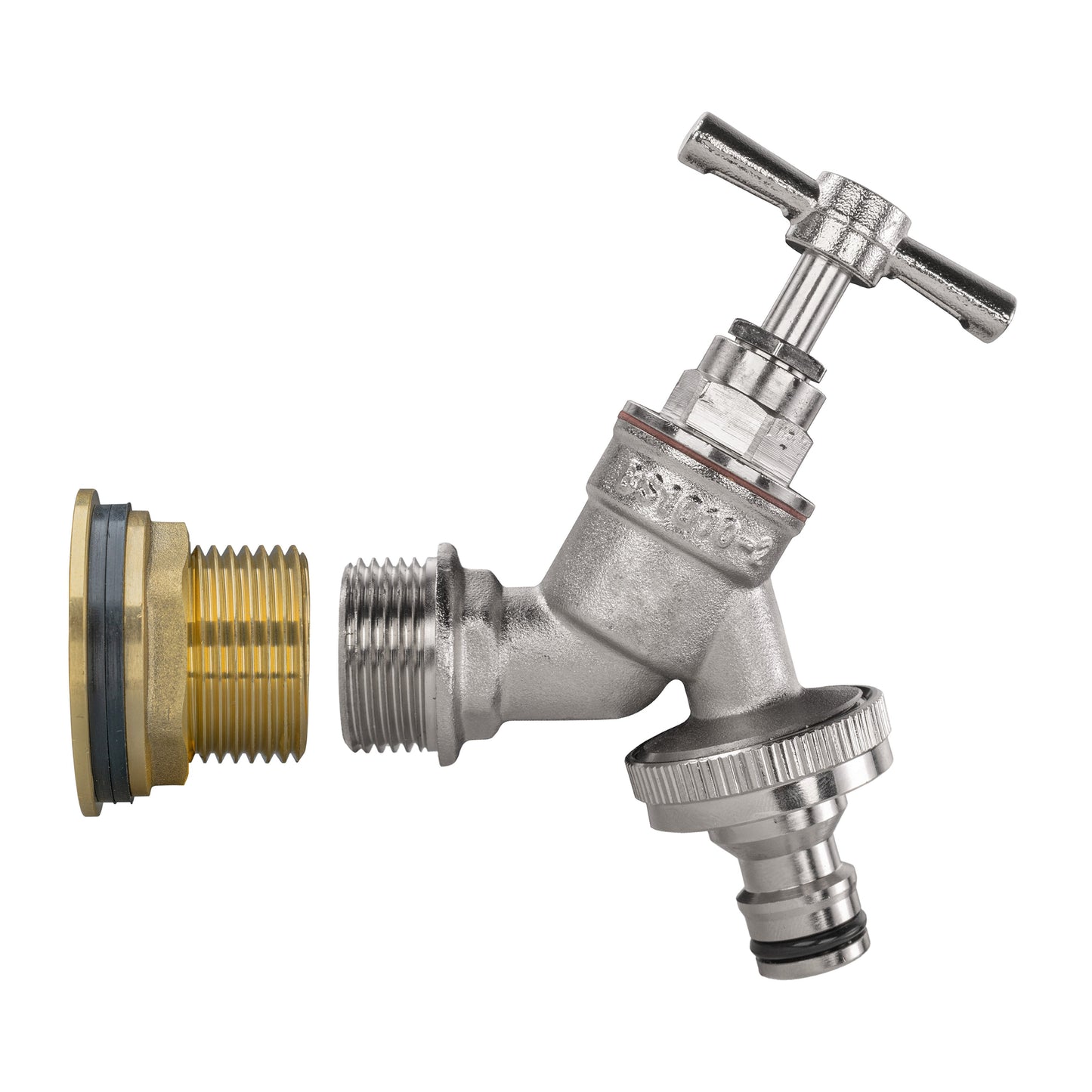 Water Butt Brass Kit 3/4in with Nickel Plated Brass Quick Connect Tap