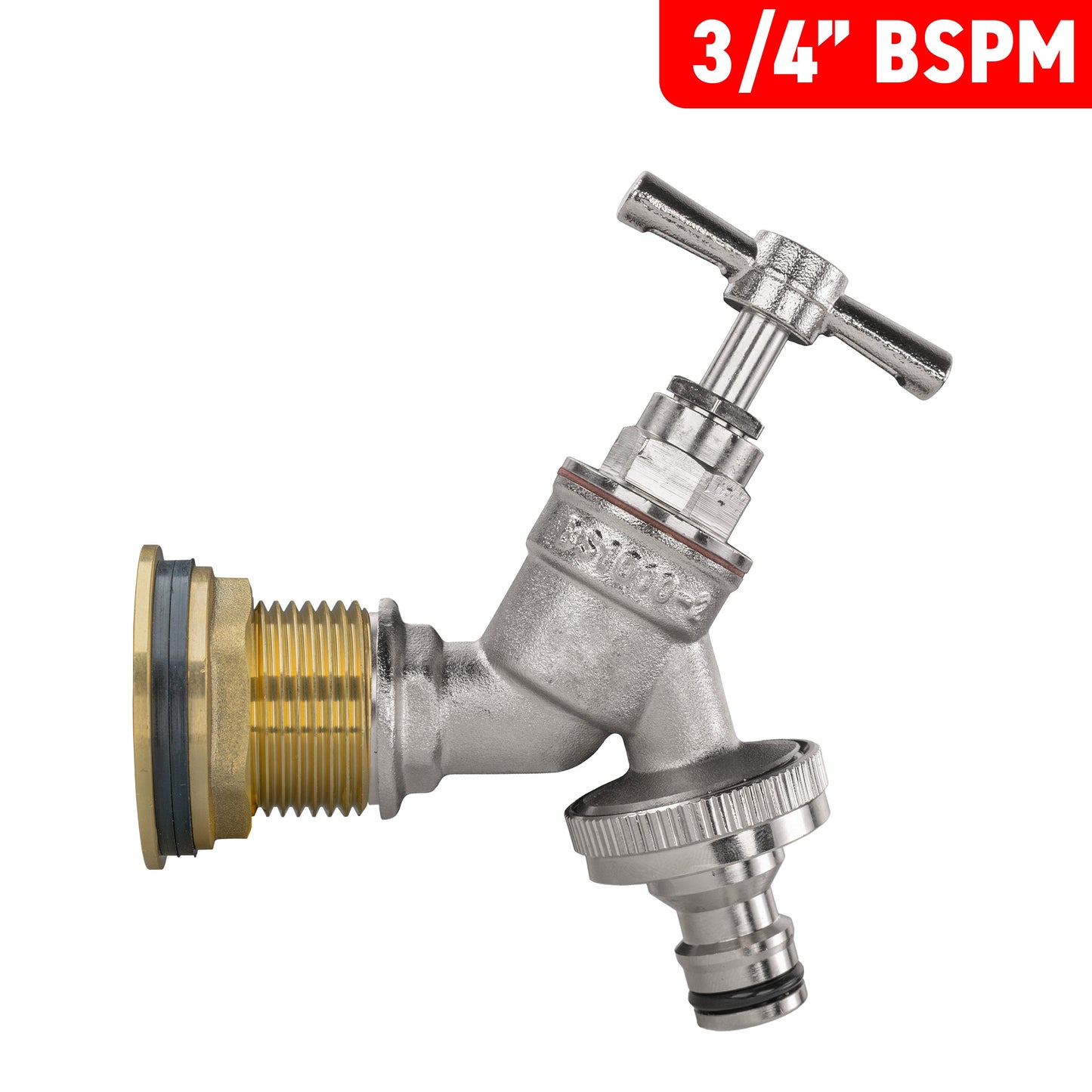 AP Supplies Water Butt Brass Kit 3/4" with Nickel Plated Brass Quick Connect Tap and Drill Bit