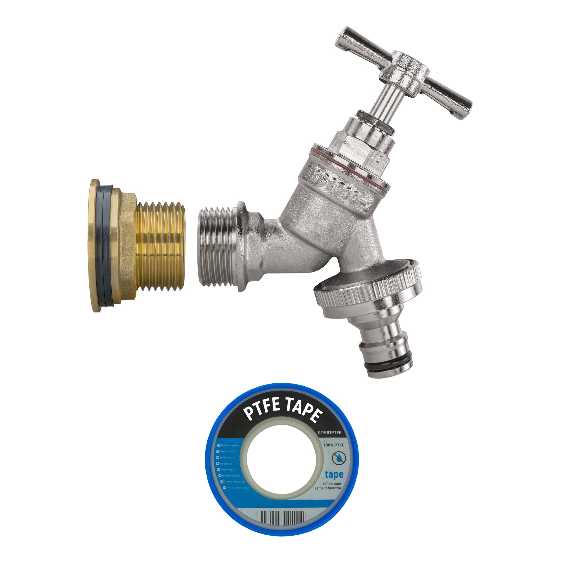 AP Supplies Water Butt Brass Kit 3/4" with Nickel Plated Brass Quick Connect Tap and Drill Bit