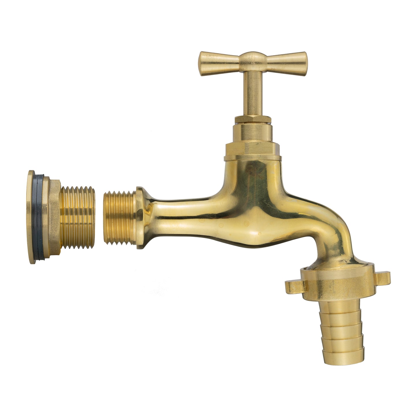 Water Butt Brass Kit 3/4in with 15mm Barbed Polished Brass Tap Hose Pipe Fitting
