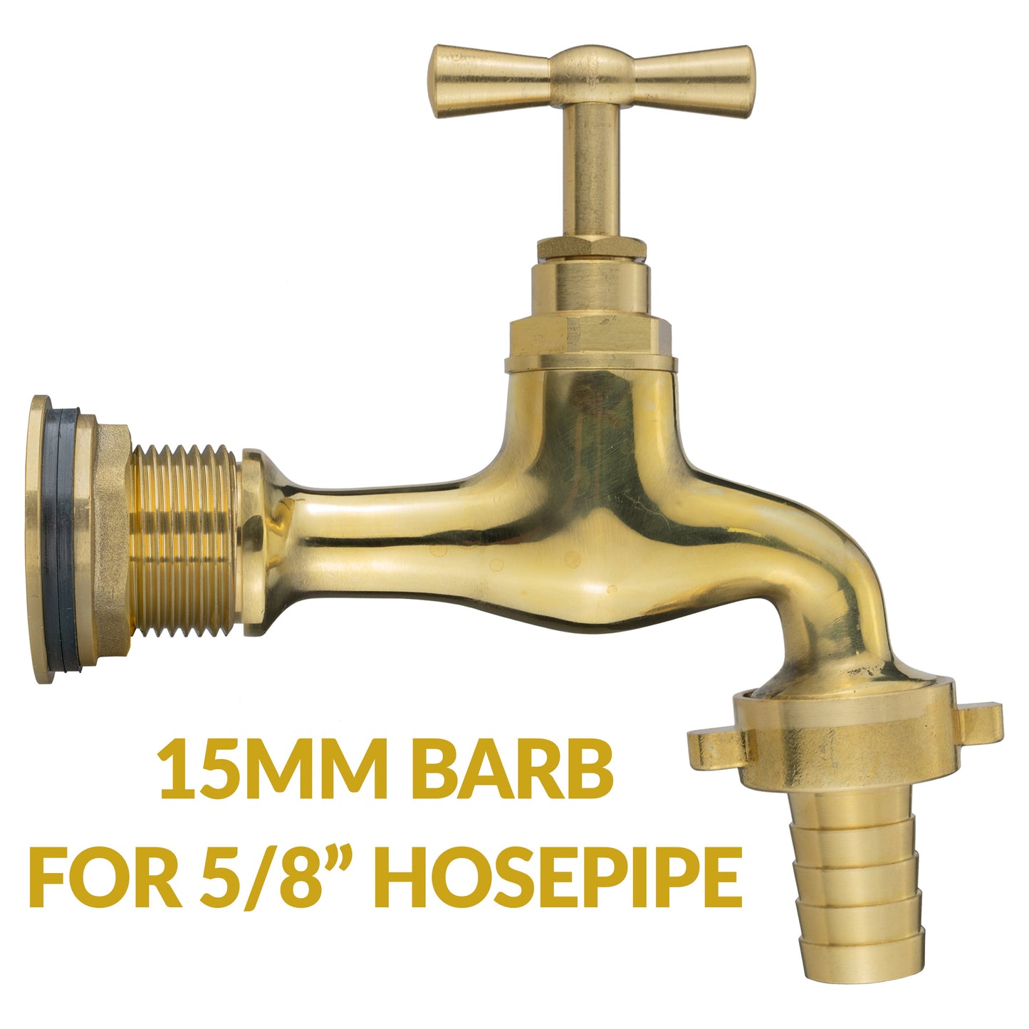 Water Butt Brass Kit 3/4in with 15mm Barbed Polished Brass Tap Hose Pipe Fitting