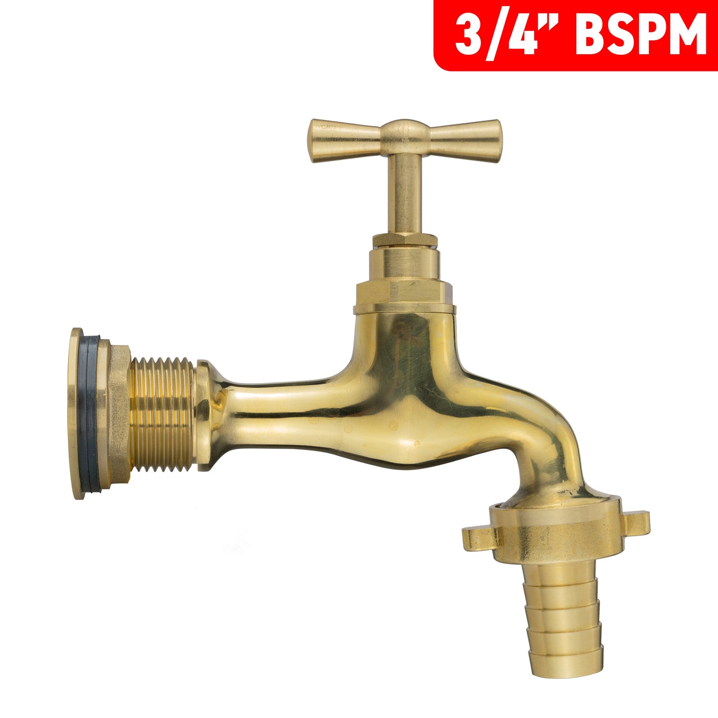 Water Butt Brass Kit 3/4in with 19mm Barbed Polished Brass Tap Hose Pipe Fitting