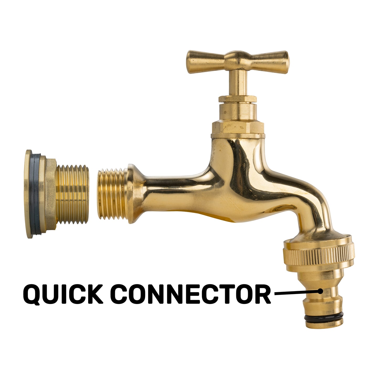 Water Butt Brass Kit 3/4in with Quick Connect Polished Brass Tap Water Connector