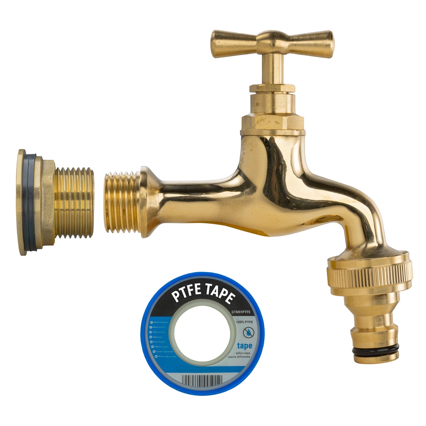 AP Supplies Water Butt Brass Kit 3/4" with Quick Connect Polished Brass Tap and Drill Bit