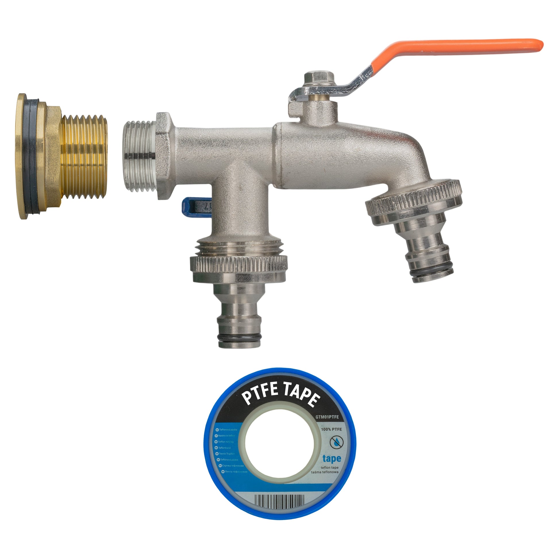 AP Supplies Water Butt Brass Kit 3/4" with Double Quick Connect Tap and Drill Bit