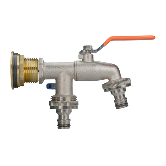 Water Butt Brass Kit 3/4in with Double Quick Connect Tap for Brass Water Fitting
