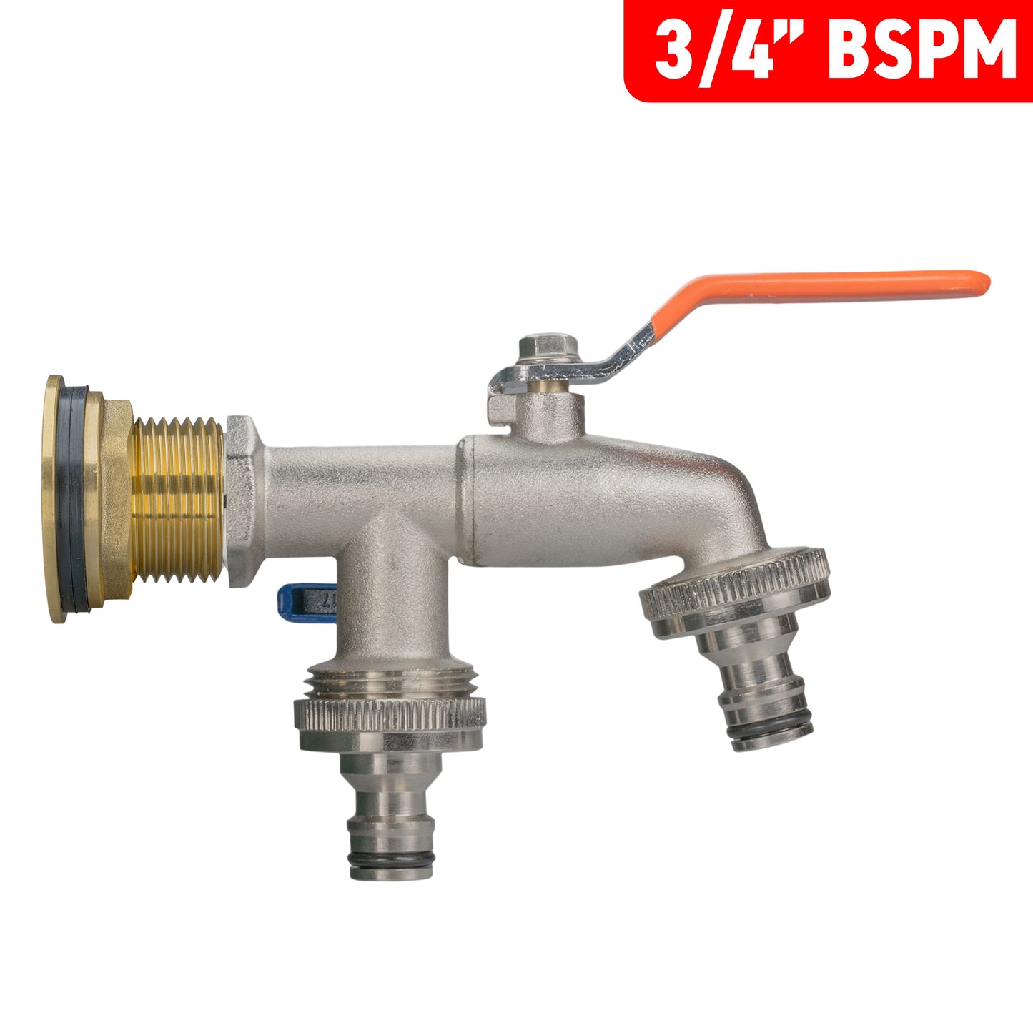 Water Butt Brass Kit 3/4in with Double Quick Connect Tap for Brass Water Fitting