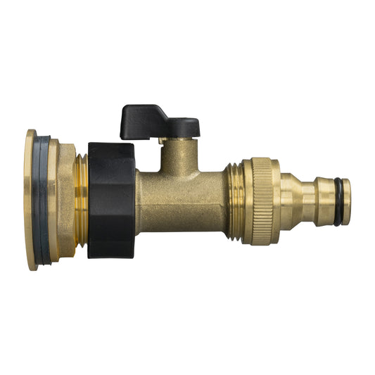 Water Butt Brass Kit 3/4in with Brass Valve + Quick Connect for Water Connector