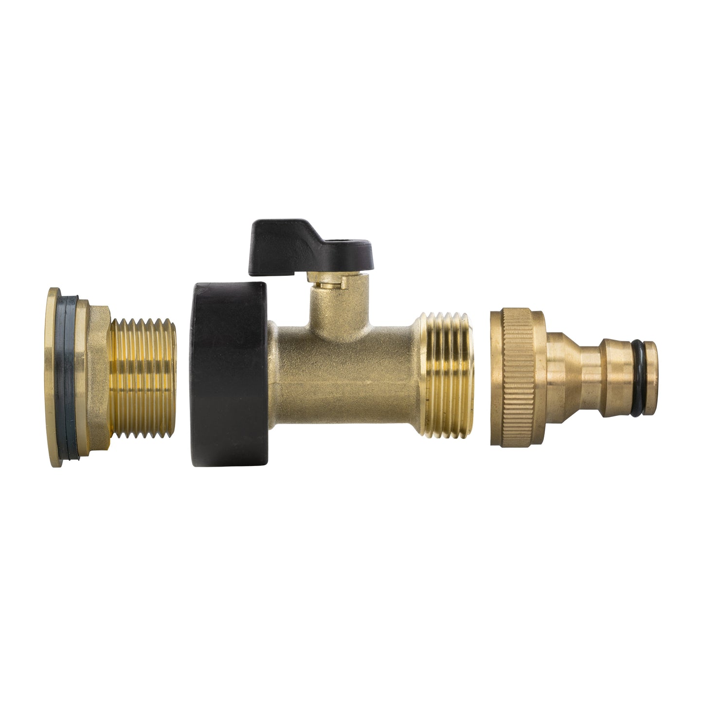 Water Butt Brass Kit 3/4in with Brass Valve + Quick Connect for Water Connector