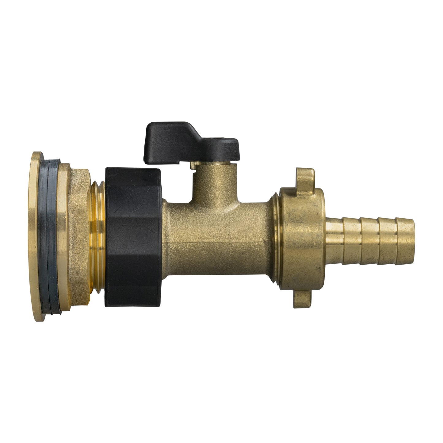 Water Butt Brass Kit 3/4in with Brass Valve + 13mm Barb for Brass Water Fitting