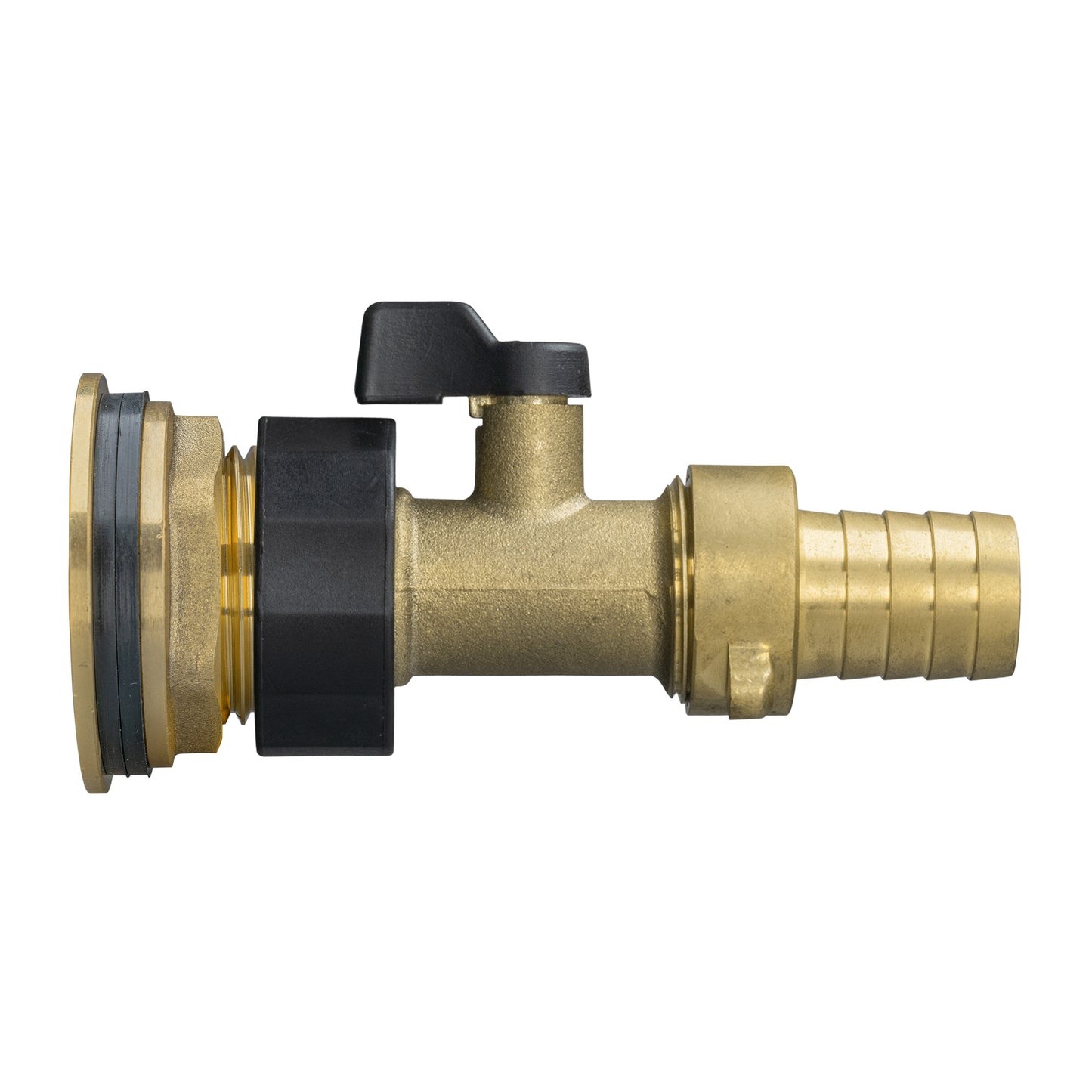 Water Butt Brass Kit 3/4in with Brass Valve + 19mm Barb for Brass Water Fitting